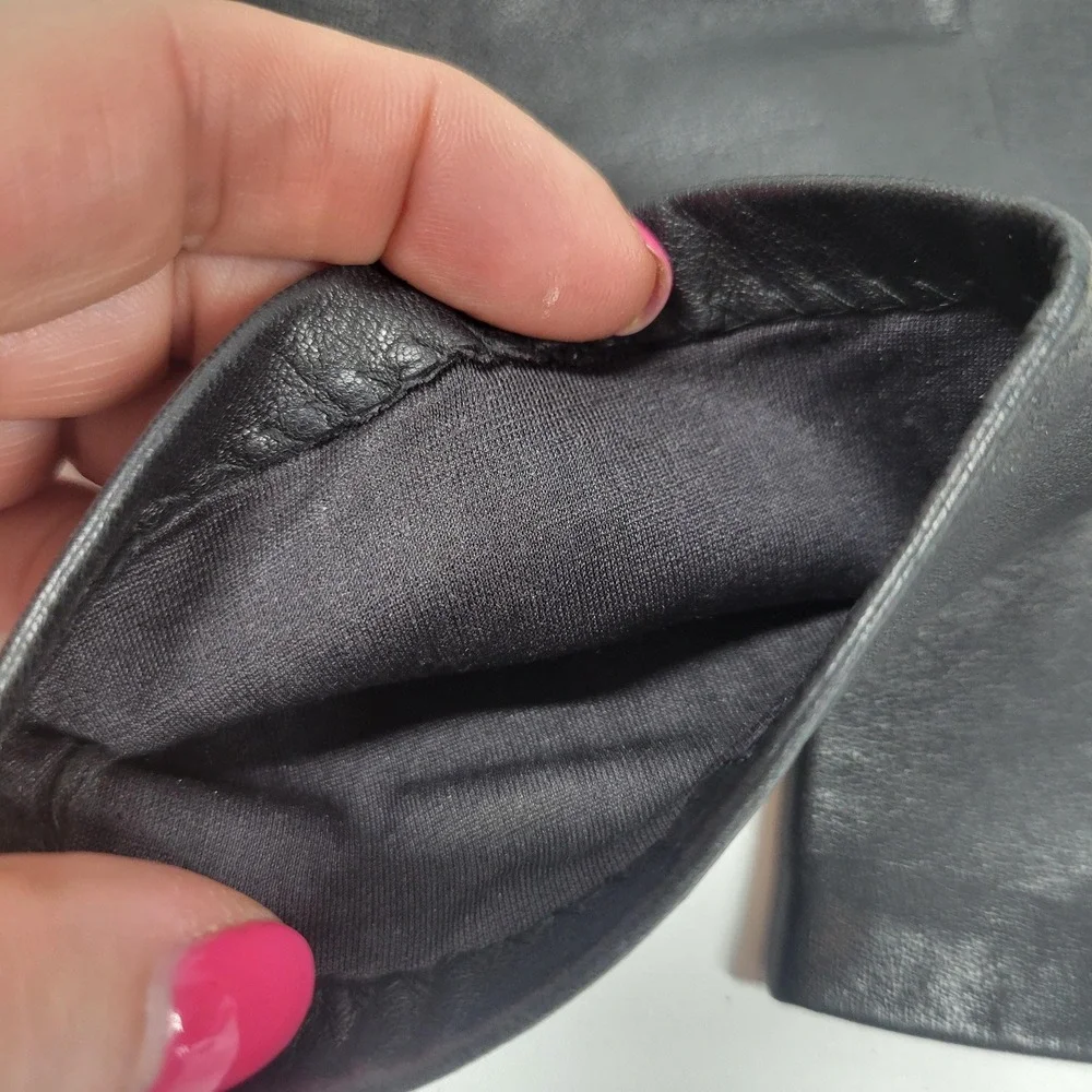 Vintage Long Black Leather Gloves Silk Lined Size 6.5 Elbow Length Evening Opera